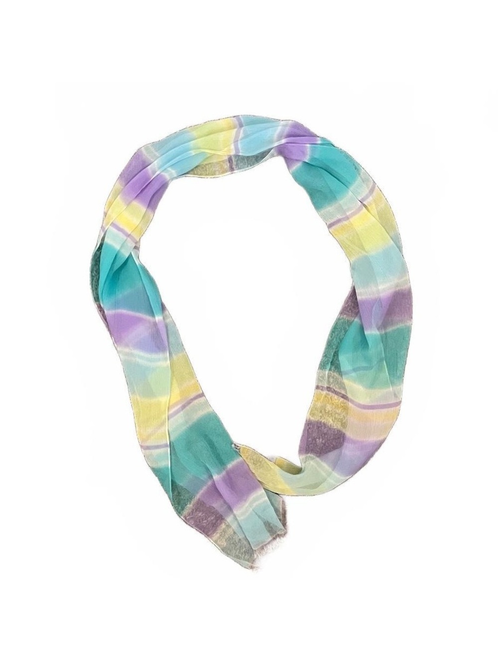 Ralph Lauren Silk Pastel Striped Multicolored Neck Scarf Elegant Fairy